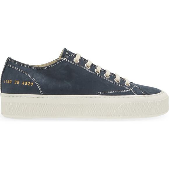 Woman by Common Projects  4160 Tournament Low Sneakers in Navy Nubuck 39 - Picture 2 of 5